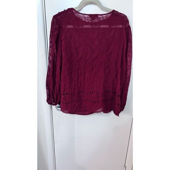 J CREW BURGUNDY LACE TOP W/ CAMI WOMENS SIZE XL - Picture 7 of 11
